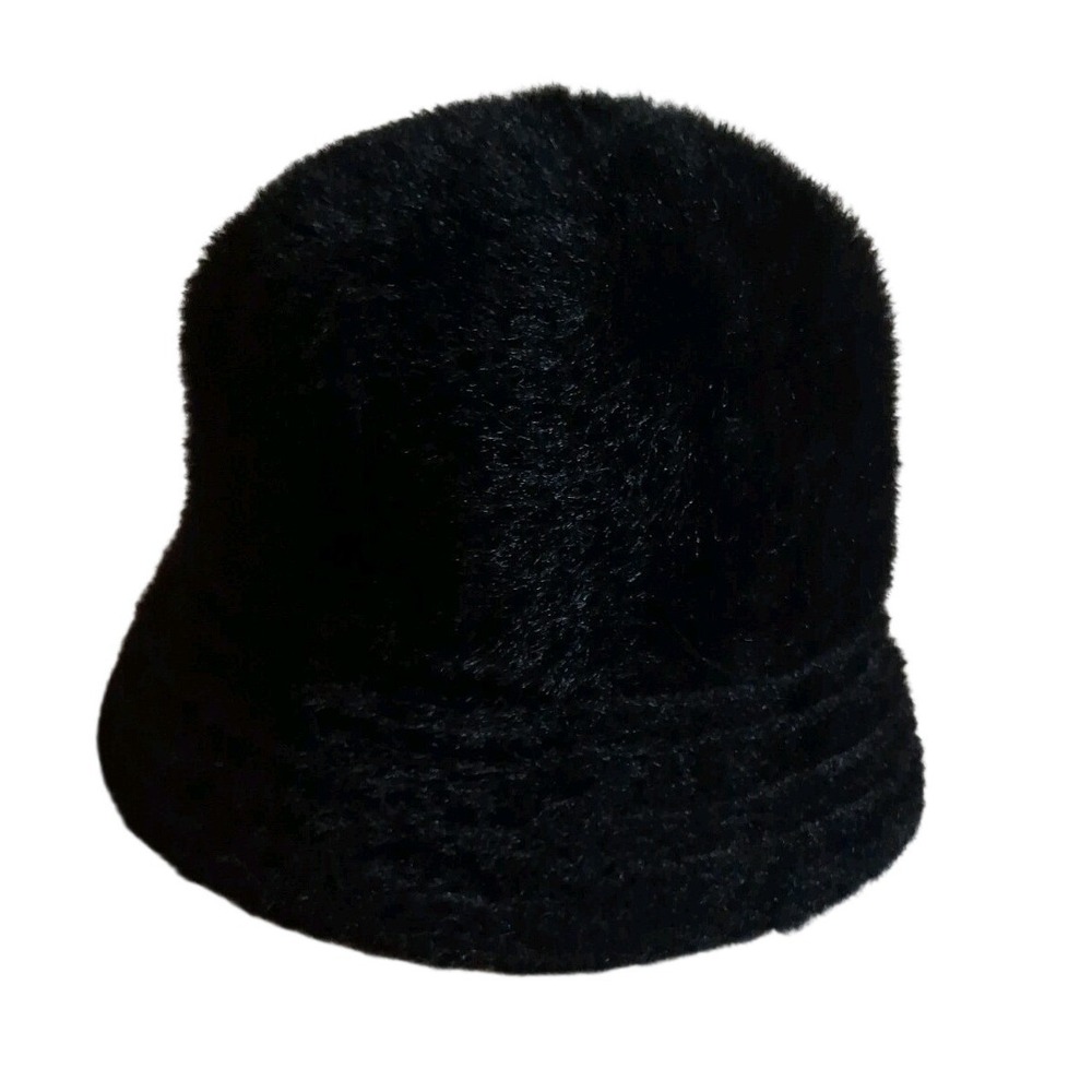 Urban Outfitters Black Fuzzy Bucket Hat Trendy Winter Accessory